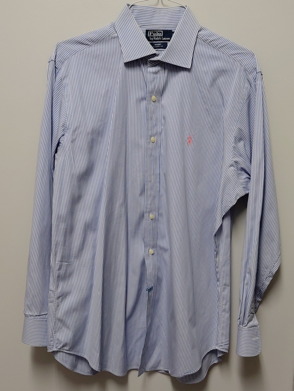 Polo by Ralph Lauren Men's Light Blue Pinstripe Dress Shirt